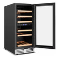 15 In. Dual Zone Built-In Wine Cooler 30-Bottle Cellar Cooling Unit in Stainless Steel with 6-Removable Shelves