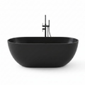 Ariana 59 In. X 29.5 In. Stone Resin Solid Surface Flatbottom Freestanding Soaking Bathtub in Black