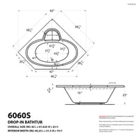 Malachite Series 82 In.X 62 In. Neo Angle Whirlpool Bathtub W/ Center Drain and V-Style Back Jets in Glossy Smooth White