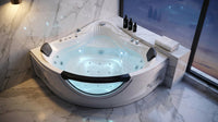 59" X 59" Acrylic Corner Whirlpool Bathtub - 10 Water Jets - Led Lights - Left Side Drain - 3-Side Alcove Install — Lifestyle