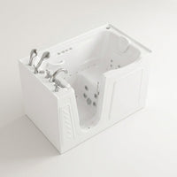 Universal Collection 36 In. L X 60 In. W Left Side Drain Combination Jetted Bathtub in White with Powered Fast Drain — Studio Shot