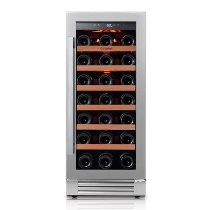 15 Inch Wine Cooler Refrigerator, 33 Bottle Wine Fridge with Glass Door Built-In & Freestanding Wine Cooler for Home/Office