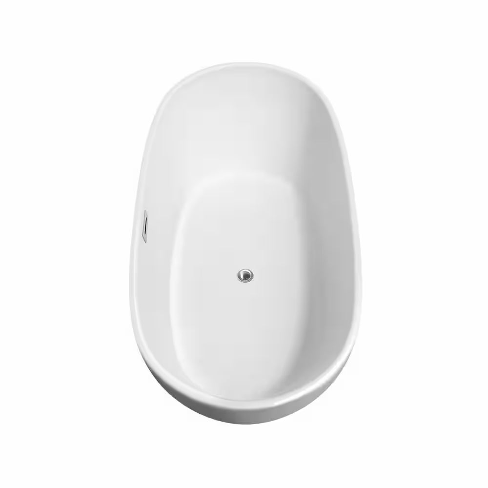 Rebecca 60 In. Acrylic Flatbottom Non-Whirlpool Bathtub in White with Polished Chrome Trim