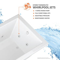 Malachite Series 82 In.X 62 In. Neo Angle Whirlpool Bathtub W/ Center Drain and V-Style Back Jets in Glossy Smooth White