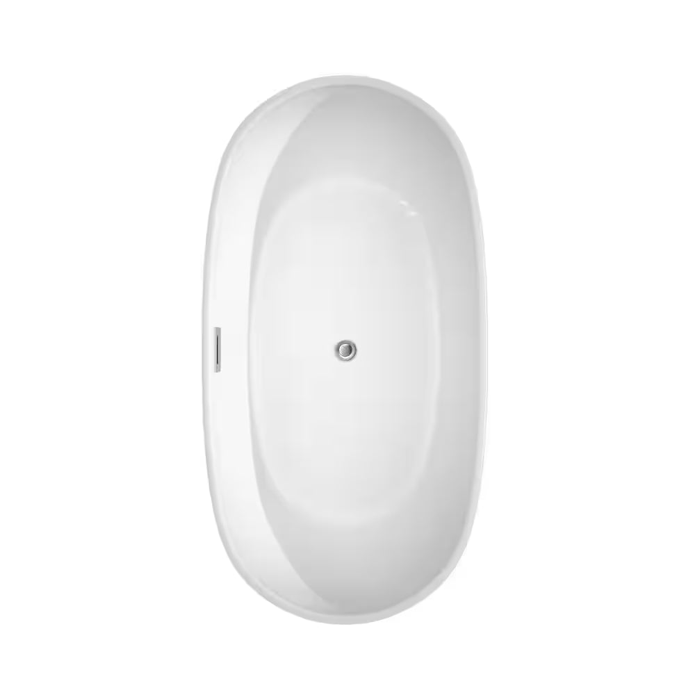 Rebecca 60 In. Acrylic Flatbottom Non-Whirlpool Bathtub in White with Polished Chrome Trim