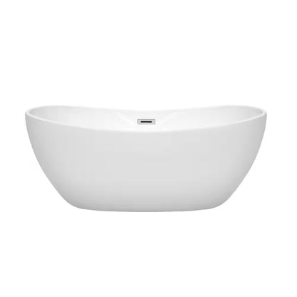 Rebecca 60 In. Acrylic Flatbottom Non-Whirlpool Bathtub in White with Polished Chrome Trim