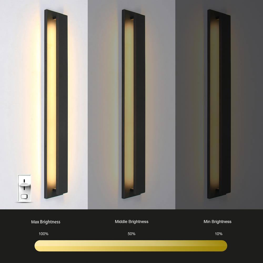 50 In. Black Rectangle LED Dimmable Outdoor Waterproof Wall Sconce for Porch,Front Door,Living Room,Aisle
