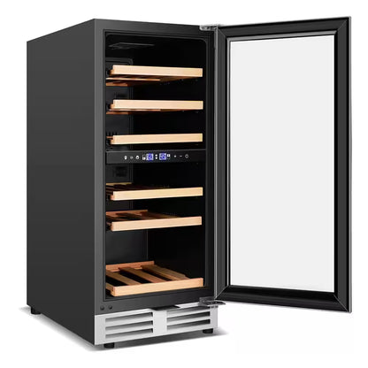 15 In. Dual Zone Built-In Wine Cooler 30-Bottle Cellar Cooling Unit in Stainless Steel with 6-Removable Shelves