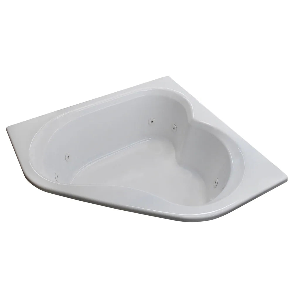 Cascade 60 X 60 Corner Whirlpool Jetted Bathtub in White