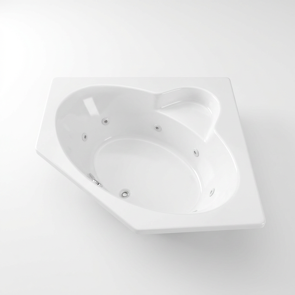 Malachite Series 82 In.X 62 In. Neo Angle Whirlpool Bathtub W/ Center Drain and V-Style Back Jets in Glossy Smooth White — Studio Shot