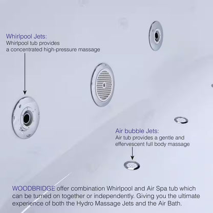 Venezia 71 In. X 31.5 In. Acrylic Combination Bathtub in White