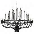 48 Light Large Black Candle Style Wagon Wheel Farmhouse Traditional Chandelier for High Ceilings Foyer Dining Room