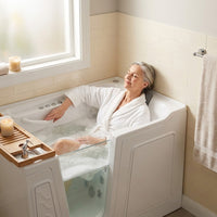 Universal Collection 36 In. L X 60 In. W Left Side Drain Combination Jetted Bathtub in White with Powered Fast Drain — Lifestyle