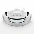 Corner Whirlpool Bathtub Built for Spa-Like Relaxation, 10 Water Jets, LED Lighting, 3-Side Alcove Install