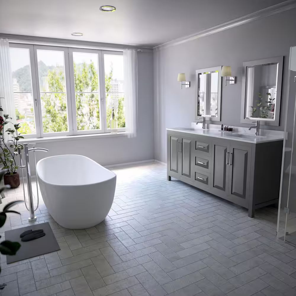 Rebecca 60 In. Acrylic Flatbottom Non-Whirlpool Bathtub in White with Polished Chrome Trim