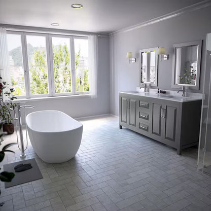 Rebecca 60 In. Acrylic Flatbottom Non-Whirlpool Bathtub in White with Polished Chrome Trim