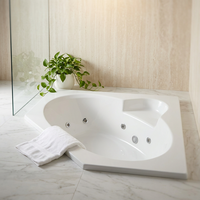 Malachite Series 82 In.X 62 In. Neo Angle Whirlpool Bathtub W/ Center Drain and V-Style Back Jets in Glossy Smooth White — Studio Shot
